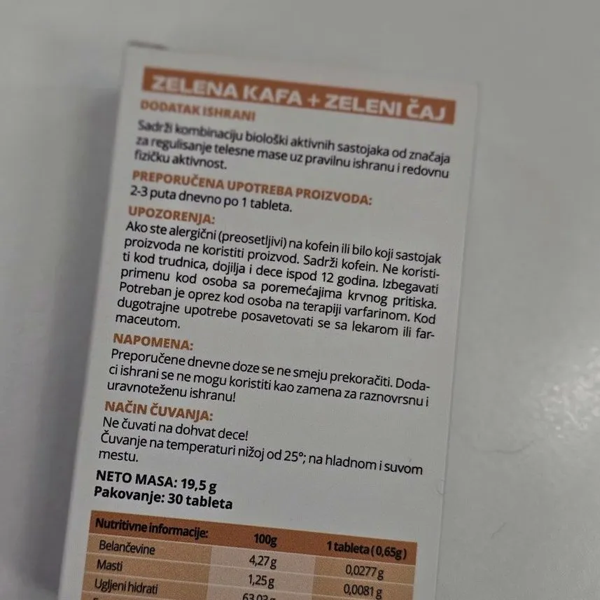 Zelena Kafa + Zeleni Čaj — slika pakovanja